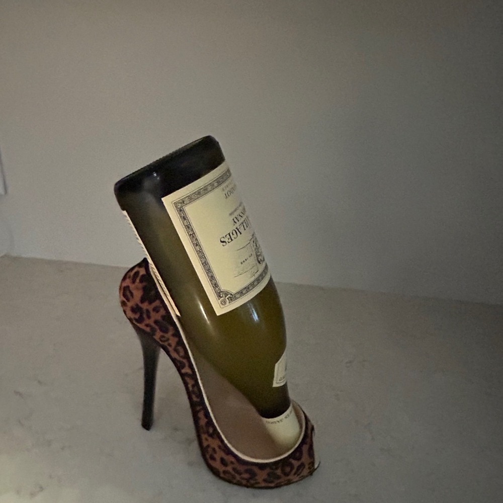 Wild Eye Designs Leopard Print High Heel Stiletto Wine Bottle Holder Caddy